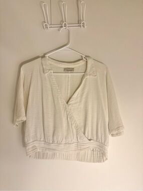 Urban Outfitters Ivory Linen Short-Sleeve Top